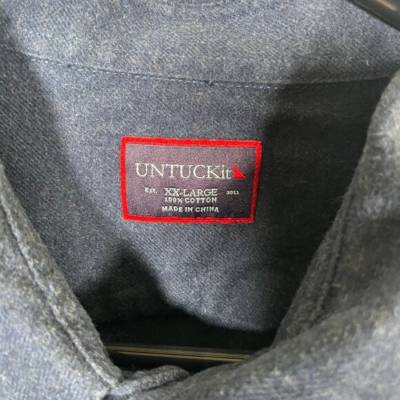 Untuckit Fuligni Brushed Flannel Shirt Mens XXL Blue Button Up 100% Cotton L/S - Picture 3 of 7